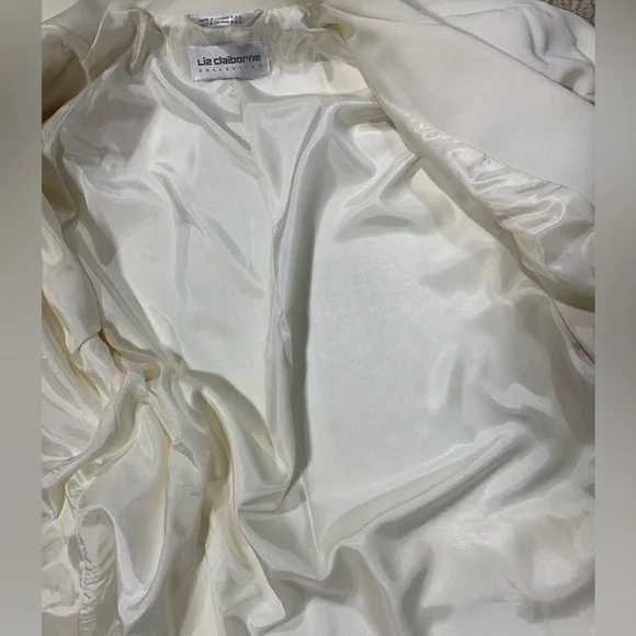 Vintage Liz Claiborne collection light ivory open blazer with tie band Size 10 - Picture 8 of 9